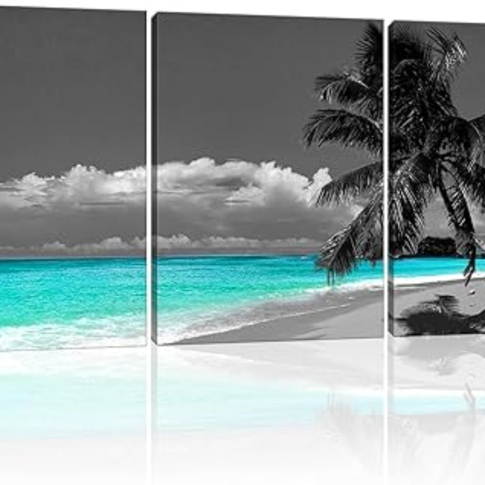 Teal Beach Canvas Print 12x16